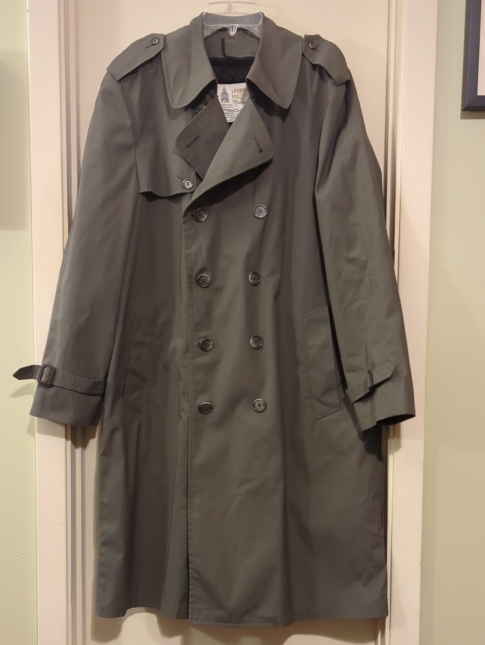 Vintage London Fog Greenwood Maincoats Double Breasted Trench Coat Size 42R